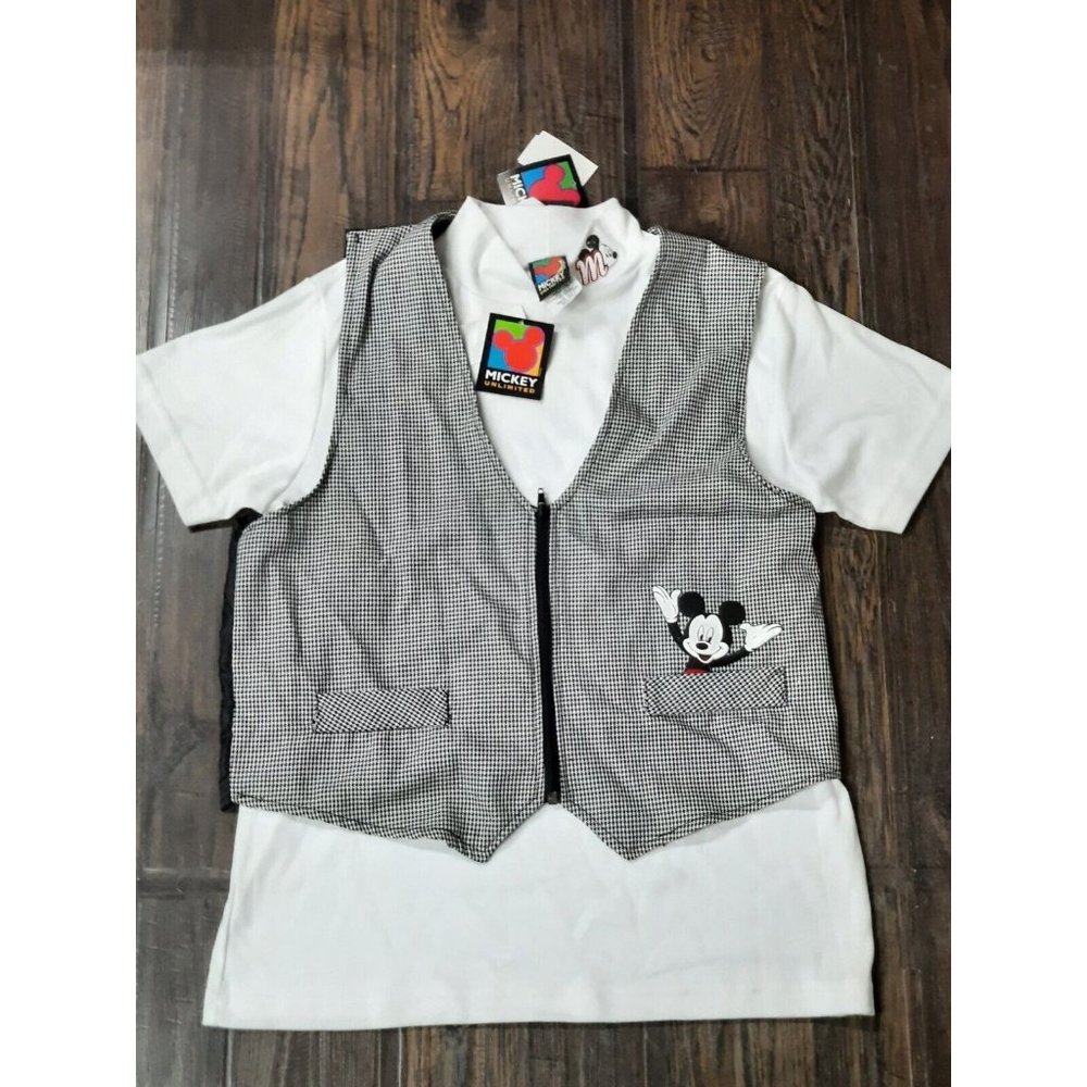 Vintage Mickey Mouse Disney Unlimited W/Tags Black Vest Large - Shirt Medium